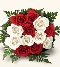Eryaman mahallesi �i�ek�iler  10 adet kirmizi beyaz g�ller - anneler g�n� i�in ideal se�imdir -