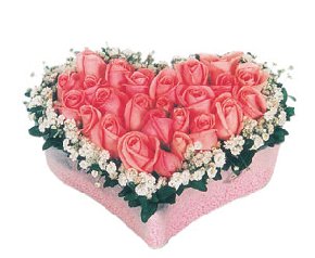 kalp i�erisinde 9 adet pembe g�l Demetevler Oran 14 �ubat sevgililer g�n� �i�ek 