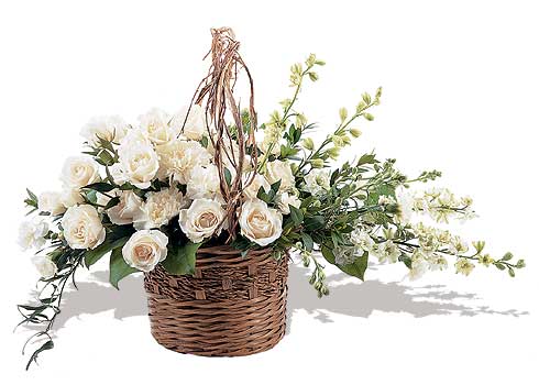 sepet i�erinde beyaz g�ller   Yeni bat� mahallesi , �i�ek�i , �i�ek�ilik 
