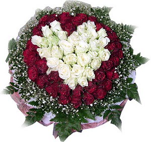 me�rutiyet �i�ek�i ma�azas�  27 adet kirmizi ve beyaz g�l sepet i�inde
