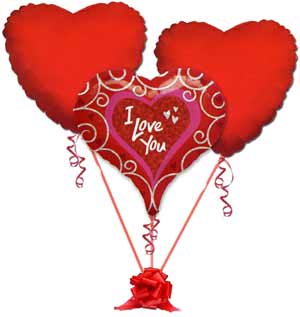 Kardelen mahallesi �i�ek g�nderme  3 adet b�y�k boy kalp u�an balon