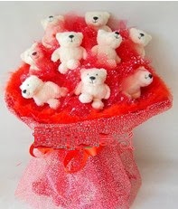 9 adet teddy bear buket Bat�kent �i�ek g�nderme 