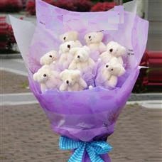 �aml�ca mahallesi �i�ek ma�azas�  11 adet k���k ayiciktan g�rsel ayi buketi