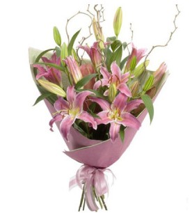 Etimesgut cicekciler , cicek siparisi  3 dal cazablanca buket �i�e�i