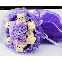 6 adet ay�c�k ve 6 adet yapay g�lden buket
