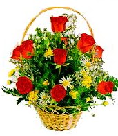 9 adet g�l ve sepette k�r �i�ekleri kaliteli taze ve ucuz �i�ekler 