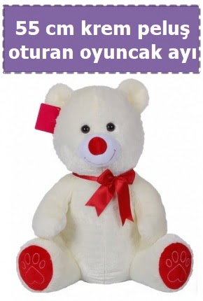 55 cm krem orta boy oturan pelu� ay� Yenimahalle �i�ek online �i�ek sipari�i 