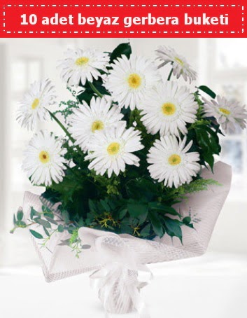 10 Adet beyaz gerbera buketi Eryaman mahallesi �i�ek�iler 
