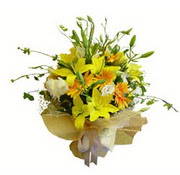 sari lilyum ve gerberalar Bat�kent �i�ek g�nderme 
