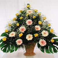 Bat�kent yurti�i �i�ek sipari�i  17 adet sari g�l 9 adet gerbera sepette