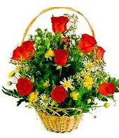 9 adet g�l ve sepette k�r �i�ekleri kaliteli taze ve ucuz �i�ekler 