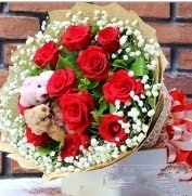 7 adet k�rm�z� g�l 2 adet 10 cm ay� buketi �vedik g�venli kaliteli h�zl� �i�ek 