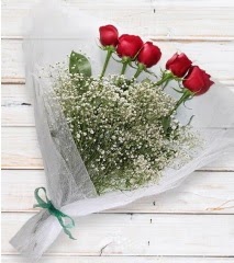 5 k�rm�z� g�lden sade buket Bat�kent �i�ek g�nderme 