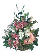 Kardelen mahallesi �i�ek g�nderme  Pembe gerbera ve lilyum sepeti 