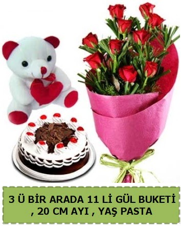 Ya�pasta ay�c�k ve g�l buketi her�ey i�inde Bat�kent �nternetten �i�ek sipari�i 