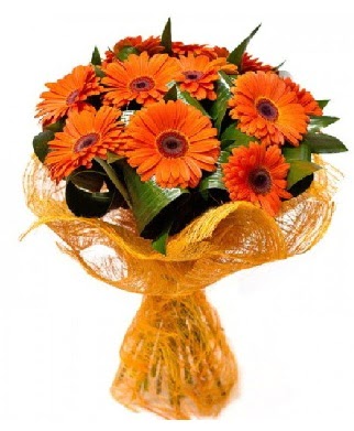 11 adet turuncu gerbera buketi �ak�rlar �i�ek yolla , �i�ek g�nder 