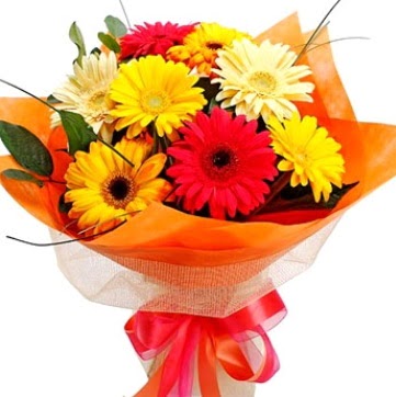 9 adet kar���k gerbera buketi Eryaman mahallesi �i�ek�iler 
