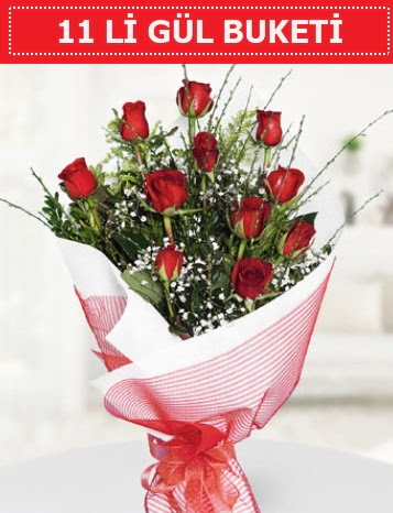 11 adet k�rm�z� g�l buketi A�k budur Bat�kent �nternetten �i�ek sipari�i 